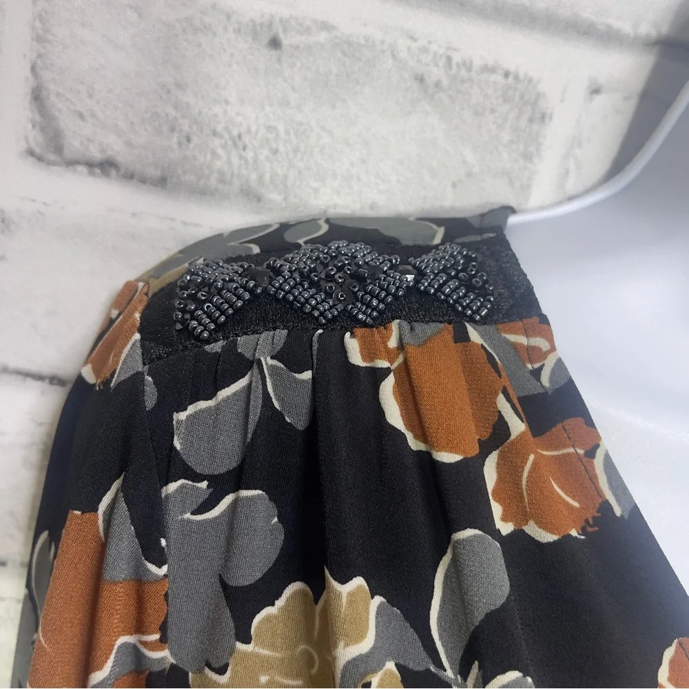 Susan Graver Artisan Floral Embellished V-neck Blouse Large - Picture 3 of 8